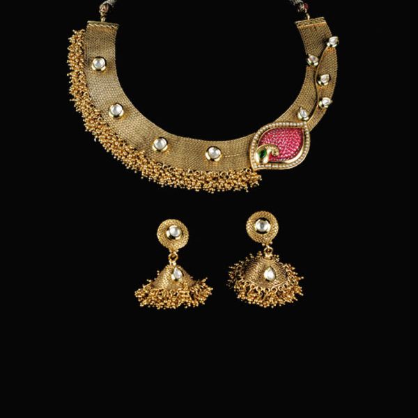 Matte Finish Necklace With Earrings  South India Jewels