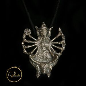 Oxydized Durga pendant