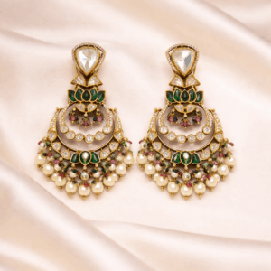 Polki kaan bali with pearl drops