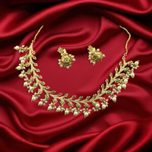 Pearl and ruby jadau set with pearl drops