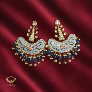 Blue meenakari and kundan earrings with blue lapis drops