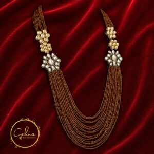 Crystal necklace with polki and kundan pendant