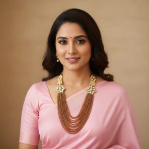 Crystal necklace with polki and kundan pendant