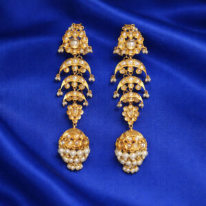 3 tier kundan earrings with jhumka