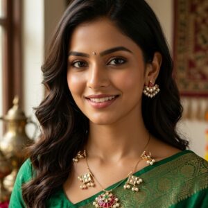 Invisible chain necklace set with dainty jadau pendants