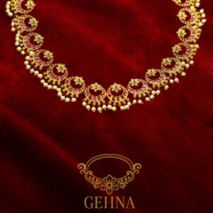 Gold plated pink cubic zirconia with pearl statement necklace set