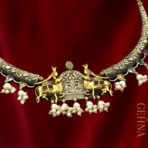 Two tone oxidized hasuli - in red and green