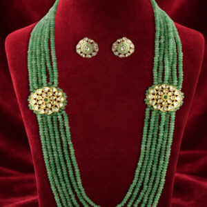 Green quartz with kunden pendant necklace set