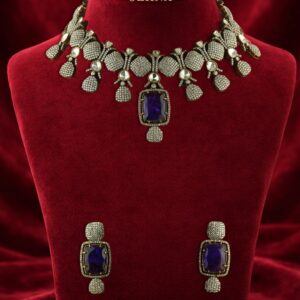 Marcasite with purple fluorite necklace set