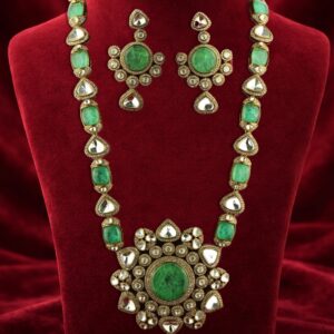 Victorian Doublet Stone Moissanite Polki Necklace Set