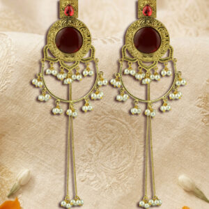 Bali earrings with red stone