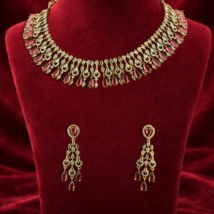Designer pink cubic zirconia necklace set