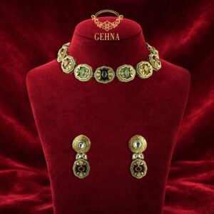 Victorian necklace set with semi precious navaratna stones