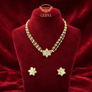 Elegant pearl choker set with kundan pendant