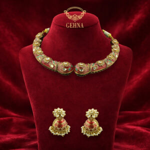Rajasthani Meenakari  hasli necklace with jhumka