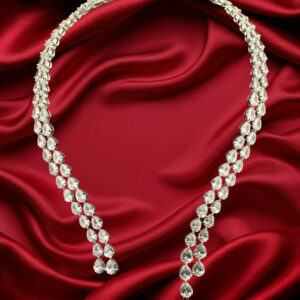 Moissanite open collar necklace set with green doublet pendant