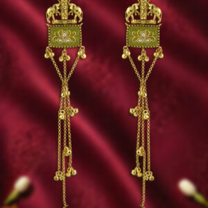 Kashmiri earrings with olive jade stone