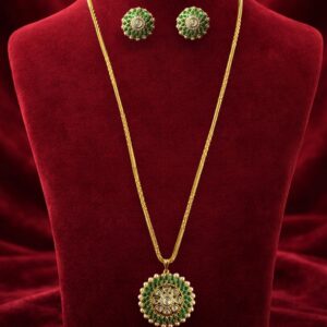 Green topaz and pearl pendant set