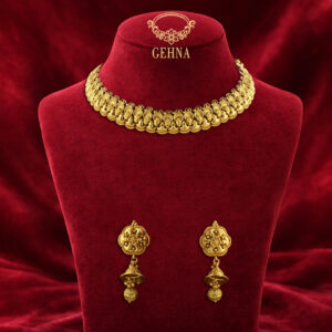 Antique gold temple necklace set