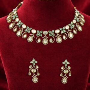 Moissanite polki necklace set