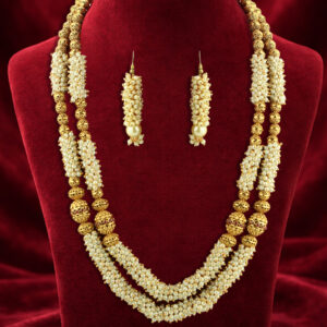 Pearl and gold ball mala