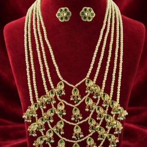 Traditional Panchlada pearl necklace with polki drops