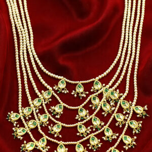 Traditional Panchlada pearl necklace with polki drops